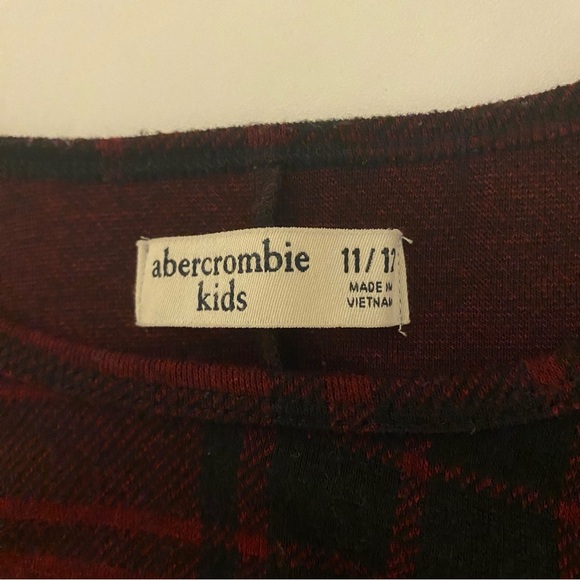 Abercrombie Kids Girls 11/12 Long Sleeve Red Black Plaid Dress - Picture 6 of 13